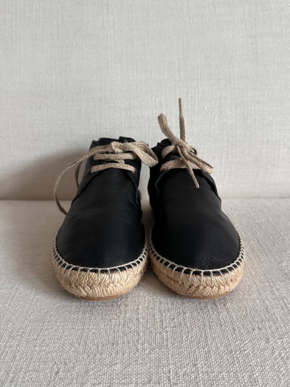 Lisa B Genuine Leather Black High-Top Espadrille Sneakers – EU 37